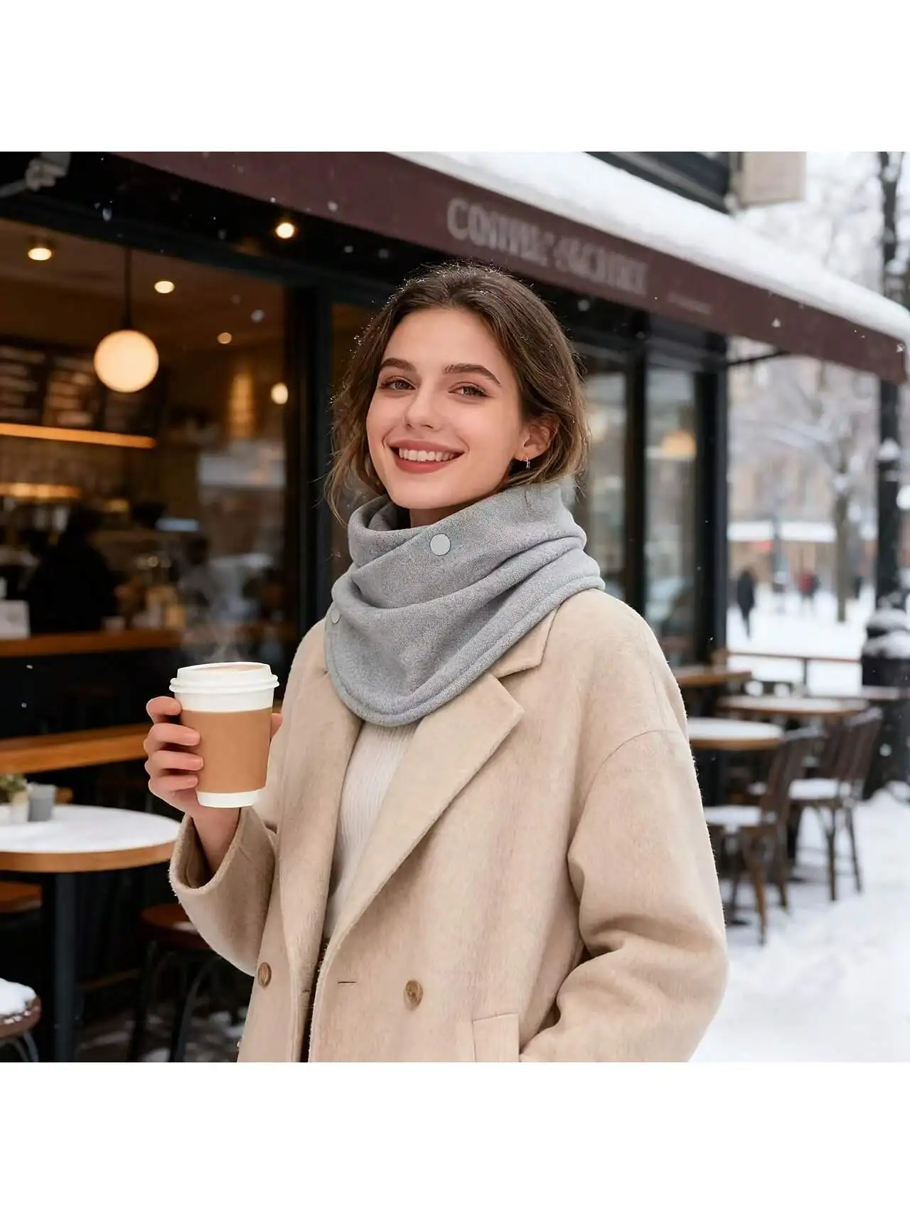 

Soft Fleece Snap Neck Scarf Lightweight Warm Windproof Dustproof Foldable Portable Neck Protector Face Mask