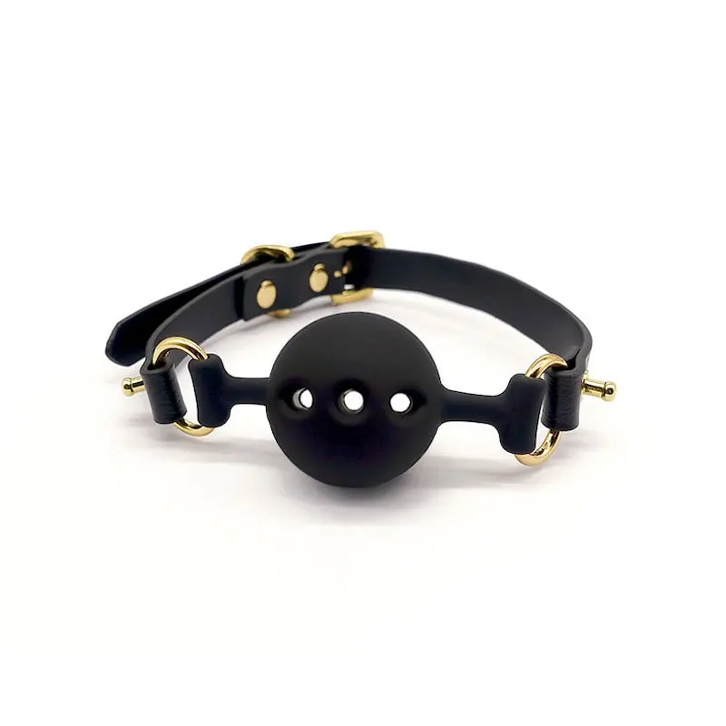 Luxury Silicone Breathable Small Ball Gag with Italian Leather Straps