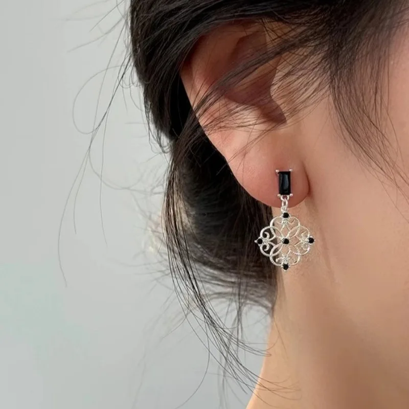 

kitykiss Chinese style hollow pearl earrings asymmetrical silver earrings for women 2025 Valentine's Day gift