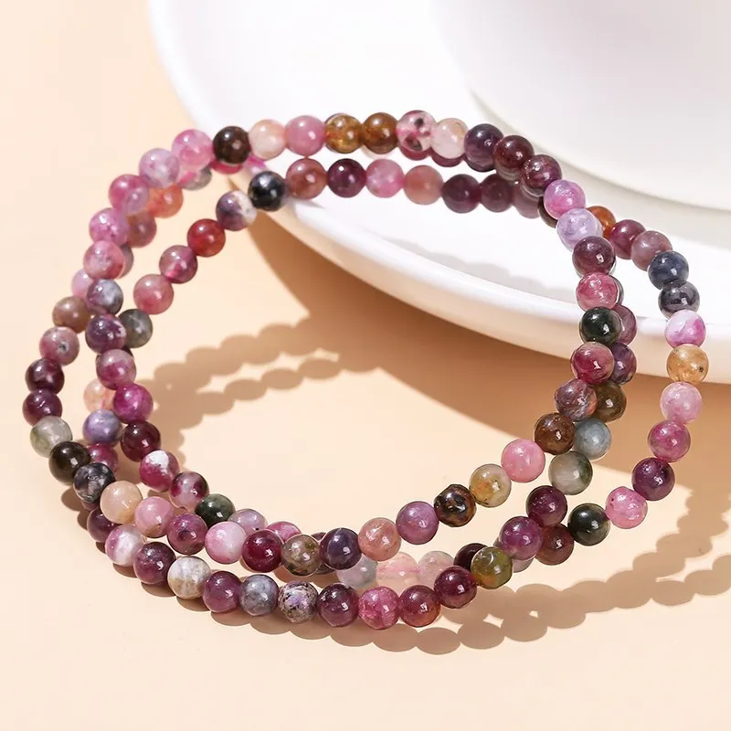 JD Natural Muticolor Tourmaline Multi-Layer Bracelet Women Fashion Small Bead 3 4mm Reiki Healing Energy Strand Bracelet Jewelry view 6
