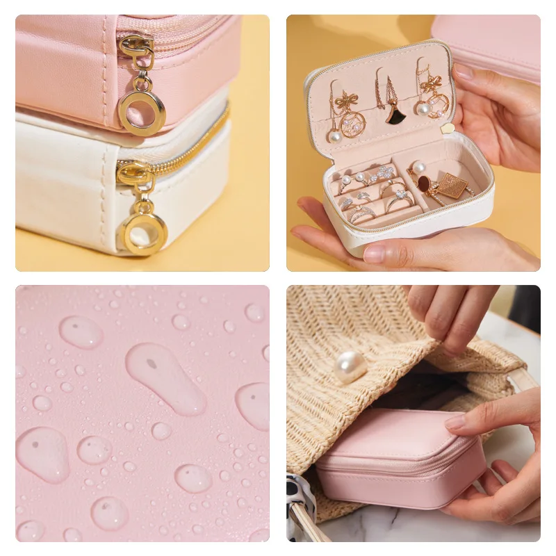 Light Luxury Leather Jewelry Storage Box Portable Travel Ring Organizer Jewelry Case PU Necklace Packaging Display Holder Boxes