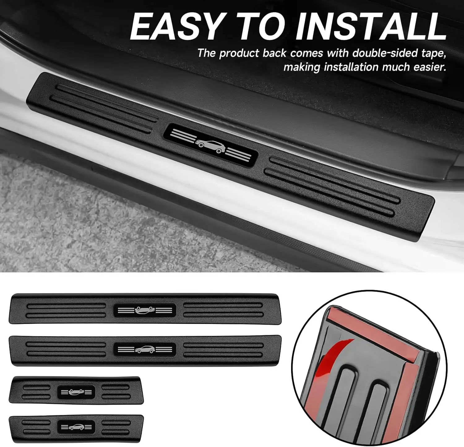 4PCS Door Sill Protector Compatible For Subaru 2024 2025 Crosstrek Impreza Accessories Matte Black ABS Plastic Material