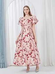 DEVCHATA Summer New Elegant Women Dress Embroidery Jacquard Party Long Dresses Evening Gown Luxury Formal Banquet Vestido