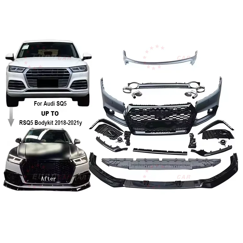 Sq5 Modified to Rsq5 Bodykit Front Rear Bumper For Audi Q5 SQ5 Body Kit 2018-2021year