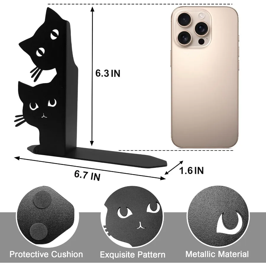 يبصر القط الدفتين للأرفف خماسية كتاب معدني ينتهي للكتب الثقيلة كتاب سدادة لمكتب المنزل لطيف مكتب رف الكتب ديكور Ca