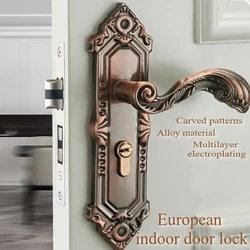 European Style Retro Door Handle Lock Aluminum Alloy Vintage Interior Bedroom lock Anti-theft Home Room Safety Door Locks