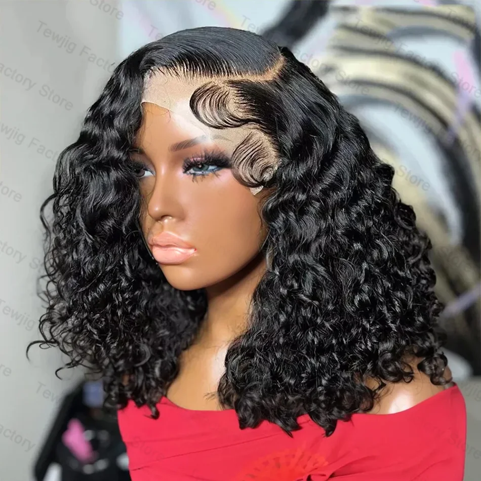 

Water Deep Wave 13x6 Short Bob Wigs Curly 13x4 Glueless Wig 100 Human Hair Ready To Go Lace Frontal Wigs For Women 8 10 14 Inch