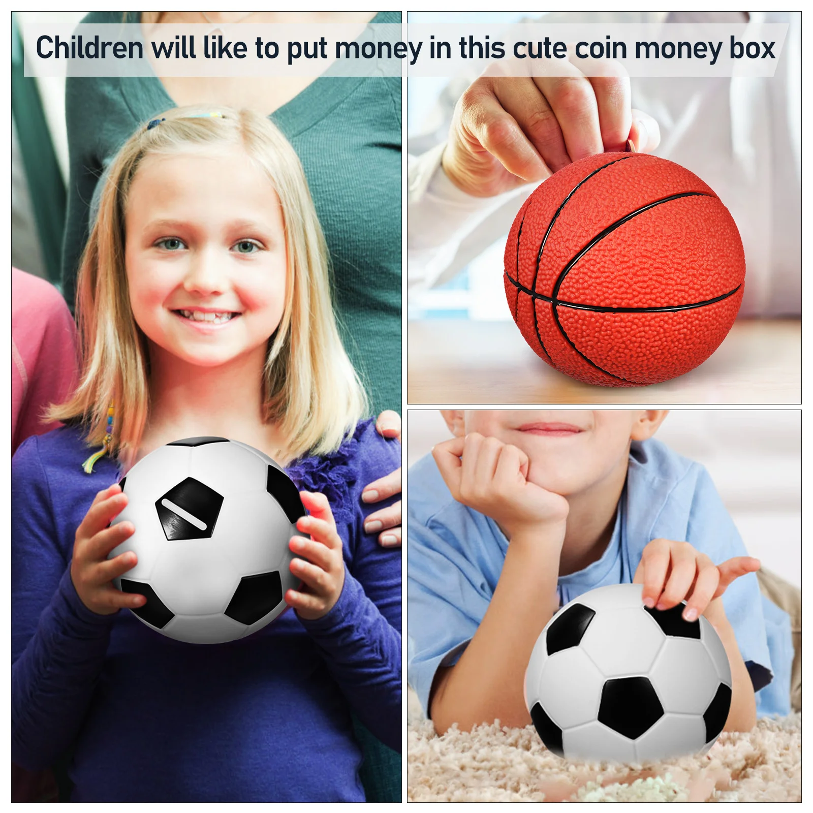 

2Pcs Cartoon Savings Bank Sports Theme Vinyl Money Jar for Kids Boys 8-12 Creative Home Decor Piggy Bank Gift Idea