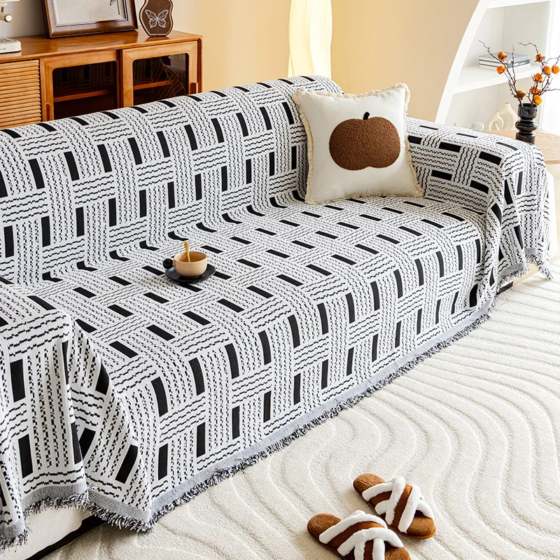 

Woven Boho Sofa Towel with Tassels Air-conditioning Quilt Couch Towel for Living Room Camping Picnic Blanket Throw Blanket