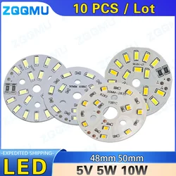 5W 10W high brightness 2835 5730 DC5V LED lamp panel lamp beads warm white 10W 50MM lamp panel DIY two-color adjustable LED bulb