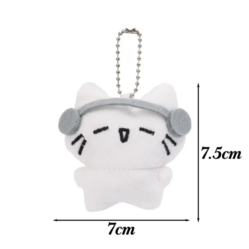 Cute Headphones Kitten Keychain Women Men Mini Crying Cat Couple Keyring Cartoon Soft Charms Bag Pendant Fashion Decoration Gift image 6