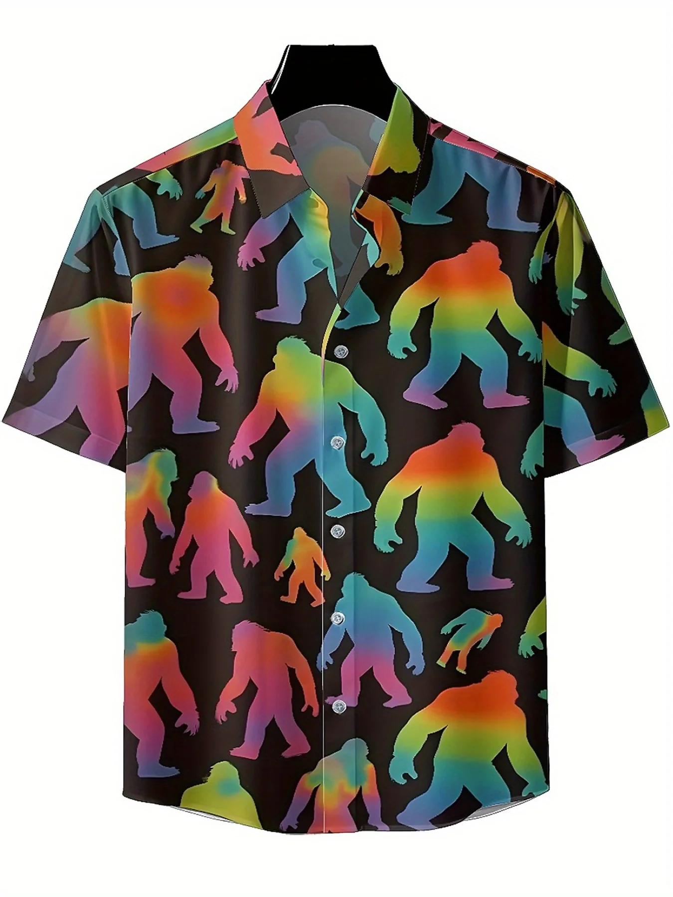 Camisas havaianas plus size masculinas, cores fantasmas e padrão Sasquatch, camisas Aloha baggy unissex, roupas alternativas de verão