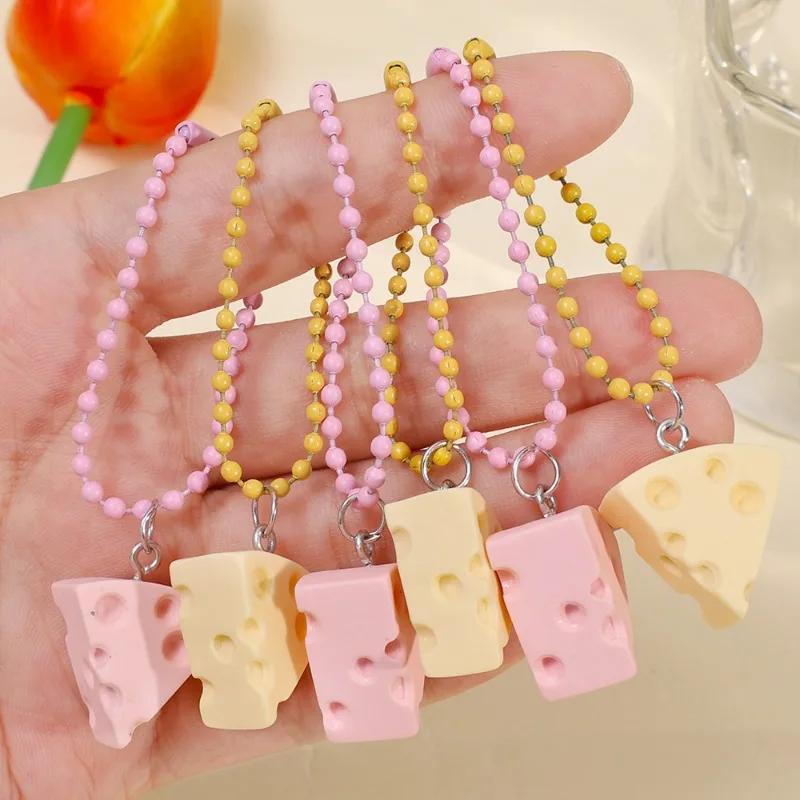 Llavero Simple de estilo INS, Mini encantador, rosa, queso amarillo, lindo, bolso de dibujos animados creativo, colorido, versátil, colgante de cuentas para niña