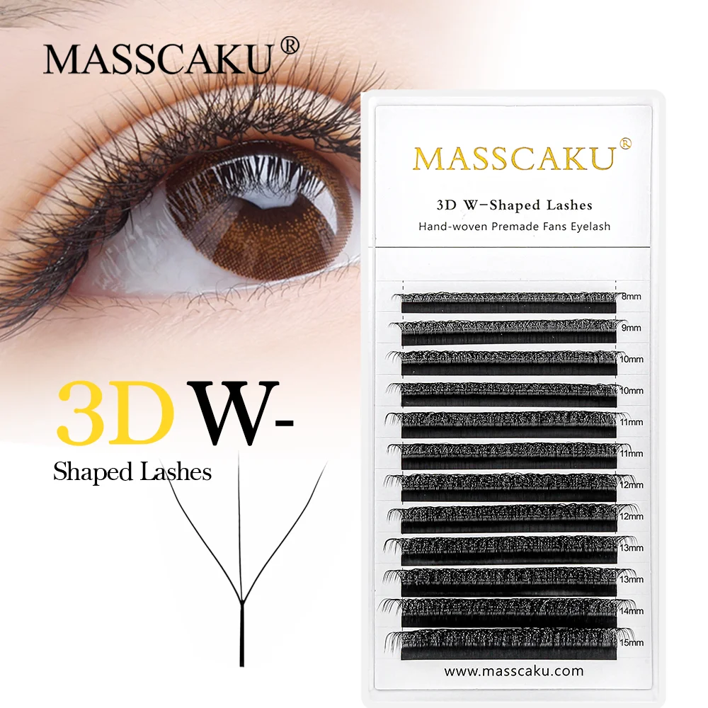 Hot selling 12 rows W shape eyelash extensions 100% hand made false eyelash matte soft 3D premade volume fans Y style lashes