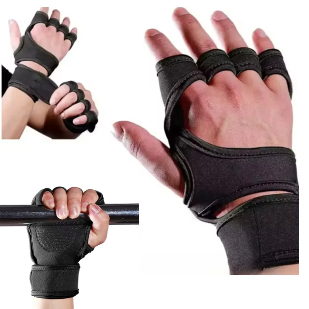 Gym Gloves Dumbbells Crossfit Wrist Support for Men Women Fitness Weightlifting Training Palm Protector Fingerless Gym Equipment