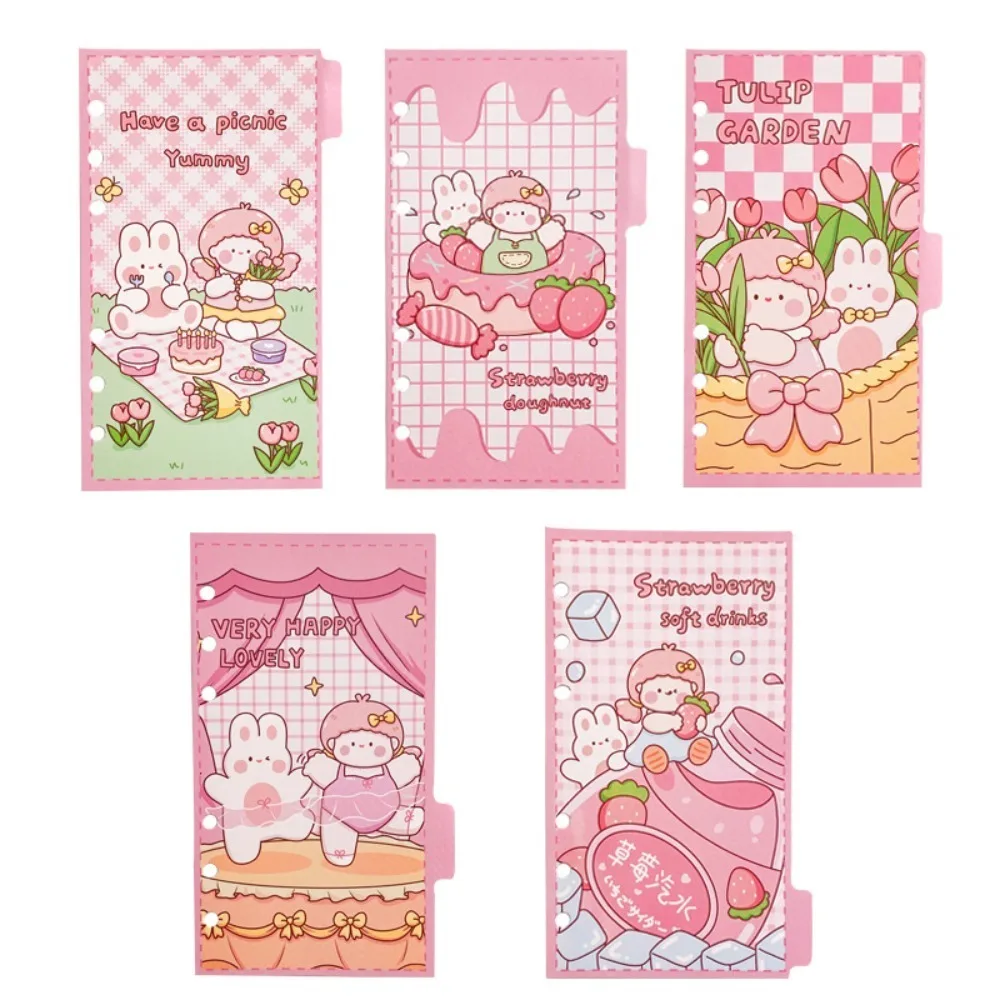 5szt Rabit A6 Loose Leaf Refill Paper Cartoon Bear Inner Refill Spiral Binder Paper Files Reports Binder Category Page Tab