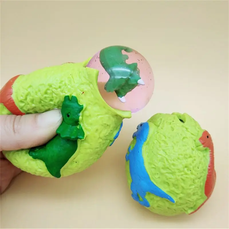 77HD Cartoon for Pop Up Dinosaur Egg Squeeze Trick Props Kids Sensory Hand Toy