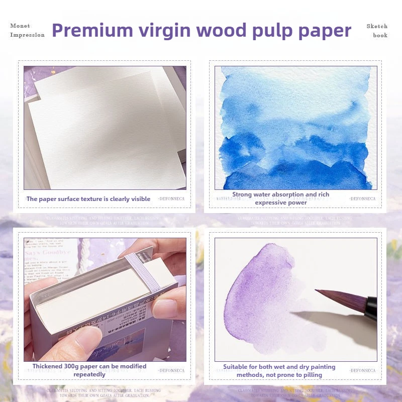 صينية صغيرة محمولة 50 ورقة كراسة رسم بألوان مائية متوسطة السمكة مع لوحة صينية طلاء أدوات مكتبية فنية للوازم المدرسية