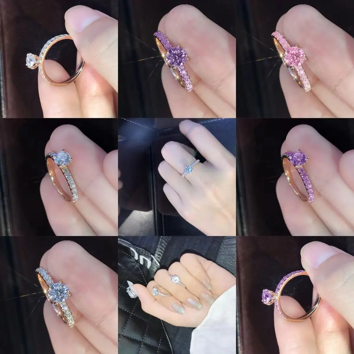 

Silver color Oval Engagement Ring Pink Cubic Zirconia Stylish Women's Fake Wedding Accessory for Special Occasions