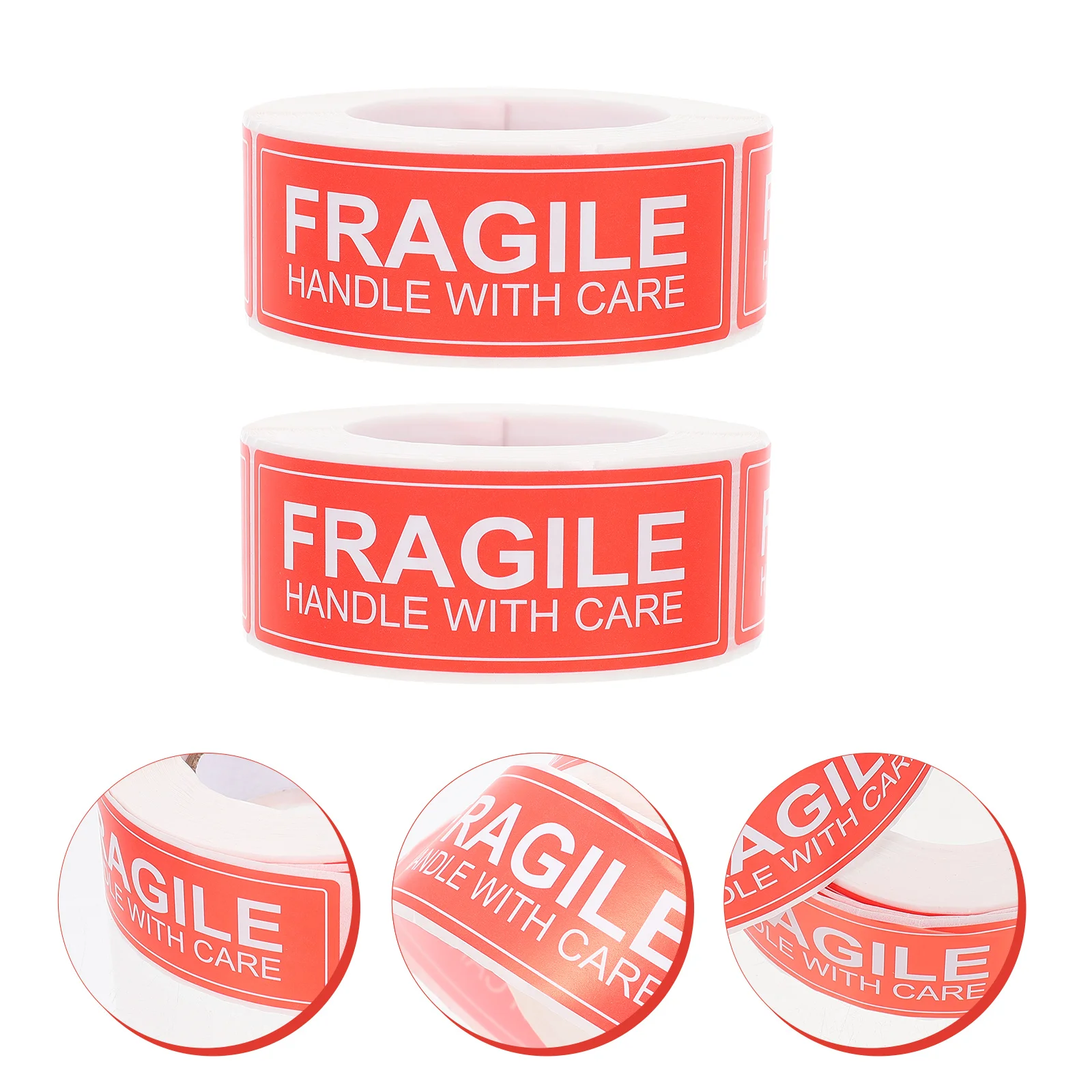 2 Rolls Fragile Warning Stickers Handle With Care Shipping Label Packing Caution Adhesive Sticker Boxes Bags Glass Plastic Metal