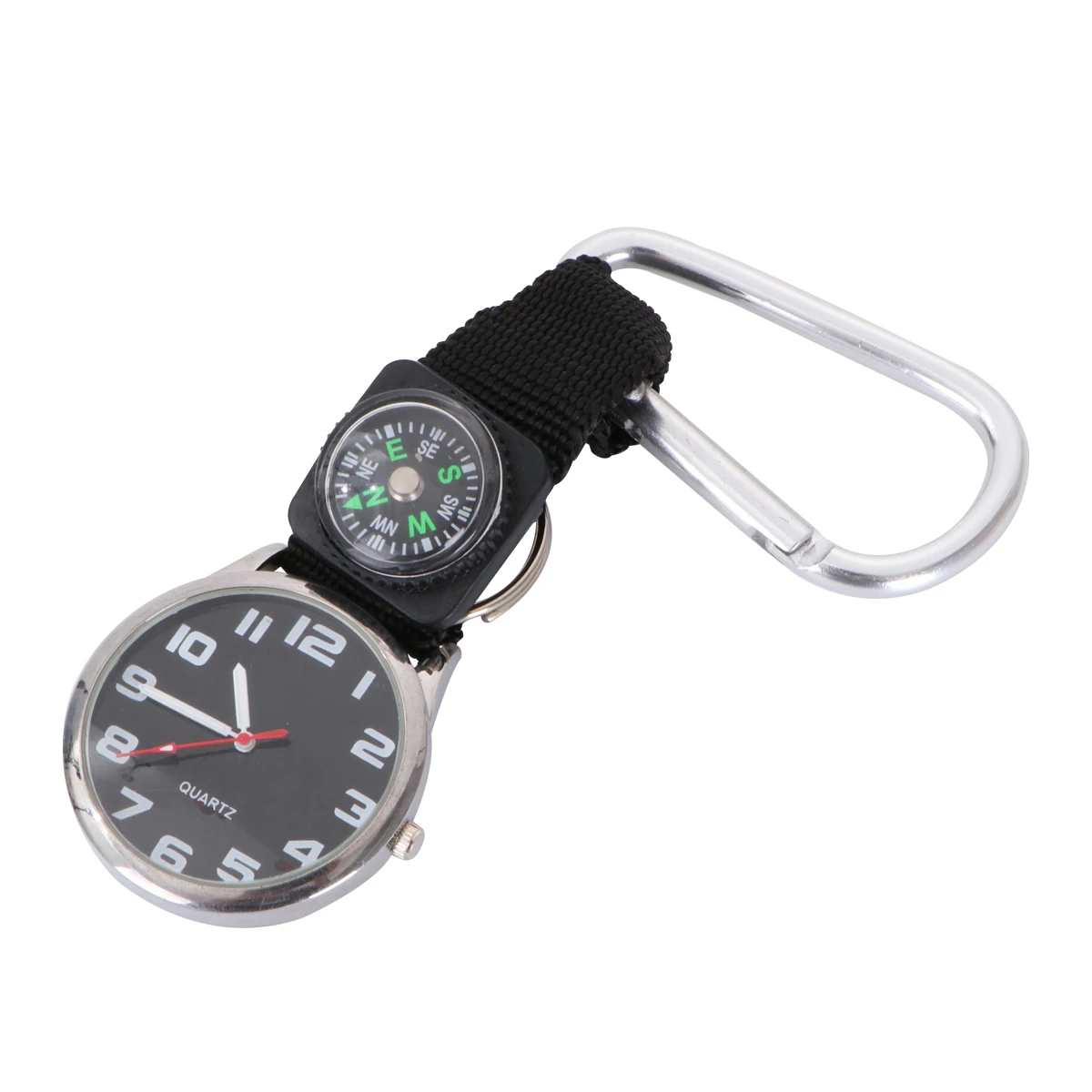 

Mountaineering Watch Clip- Compass Nurse Carabiner Outdoor Hiking Travel Running Pocket Watch Glow Pointer Easy Read