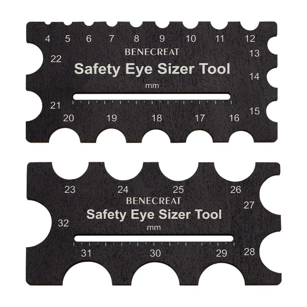 Augen-Mößenmesser-Werkzeug, 4–32 mm Durchmesser, Messlineal, Häkelwerkzeug für DIY-Handwerk, Plüschbär-Augen-Installation, Puppenherstellung, 7,6 x 6,3 cm