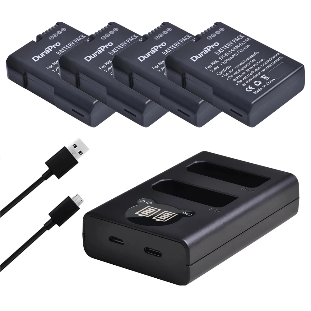 

1200mah EN-EL14 EN EL14 Battery Batteries & Charger For Nikon D3100 D3200 D3300 D3400 D3500 D5600 D5100 D5200 P7000 P7100 P7800