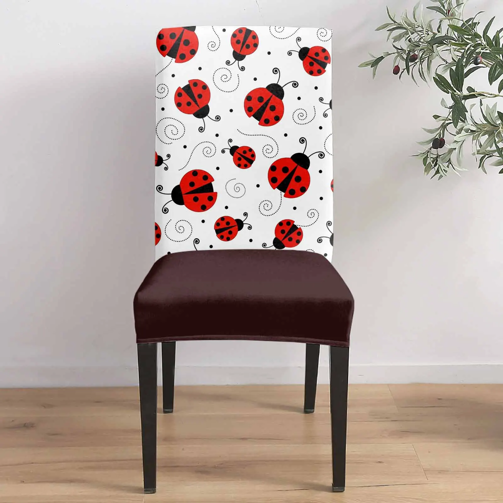 

Country Farmhouse Ladybug Art 4/6/8PCS Spandex Elastic Chair Case For Wedding Hotel Banquet Dining Room