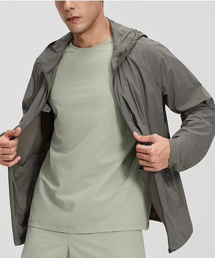 Herren Regenjacke Wasserdicht Leicht Reflektierend Packbare Regenjacke mit Reißverschluss Wanderjacken für Laufen Radfahren Golf Angeln – Detail 6