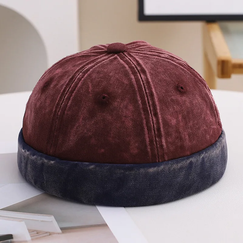 1PC Washed Docker Beanie Brimless Cap Hat Without Visor Solid Color Retro Vintage Street Style Spring Autumn Outdoor Gorras