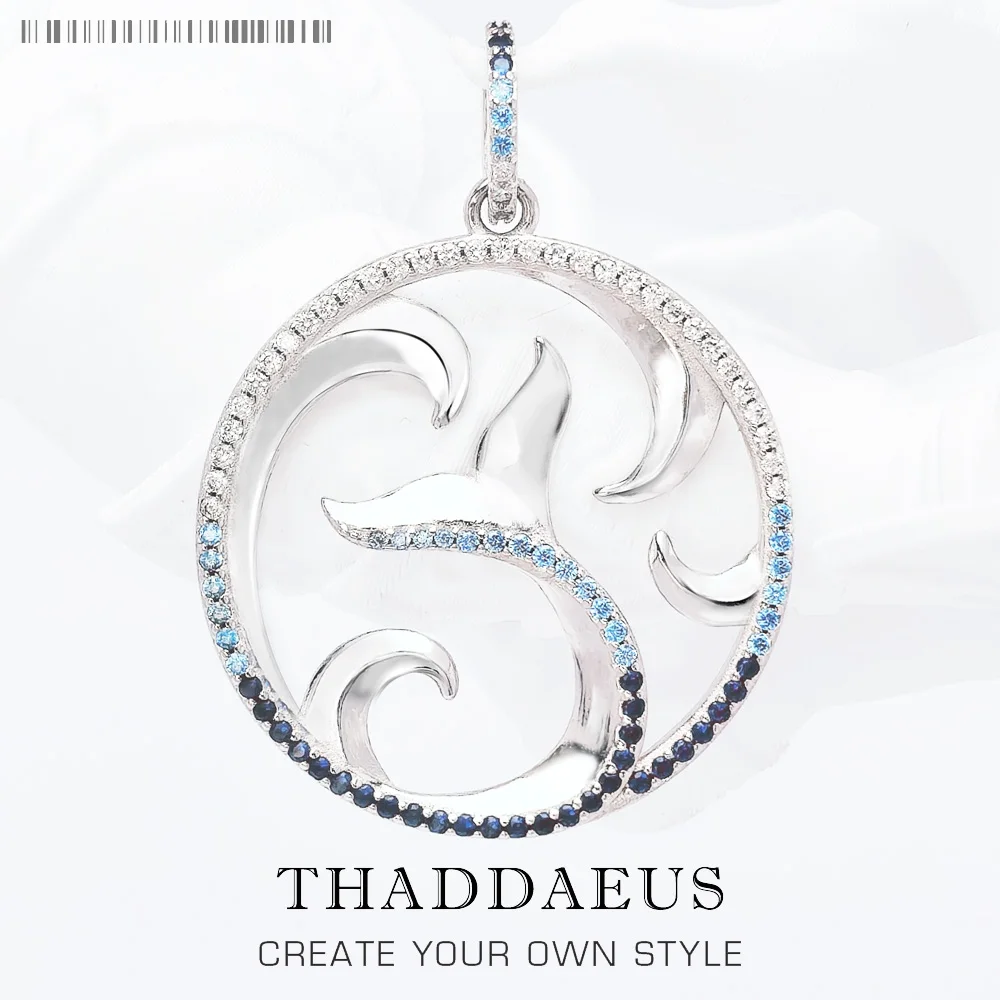 

Pendant Tail Fin And Wave Blue Fine Jewelry Europe 925 Sterling Silver Cheerful Dolphin Trendy Gift For Woman