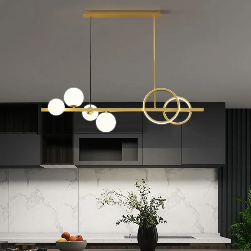 Plafonnier LED en boule acrylique au design moderne, éclairage d'intérieur, luminaire décoratif de plafond, idéal pour une table à manger, un bar ou un restaurant, disponible en noir ou en or