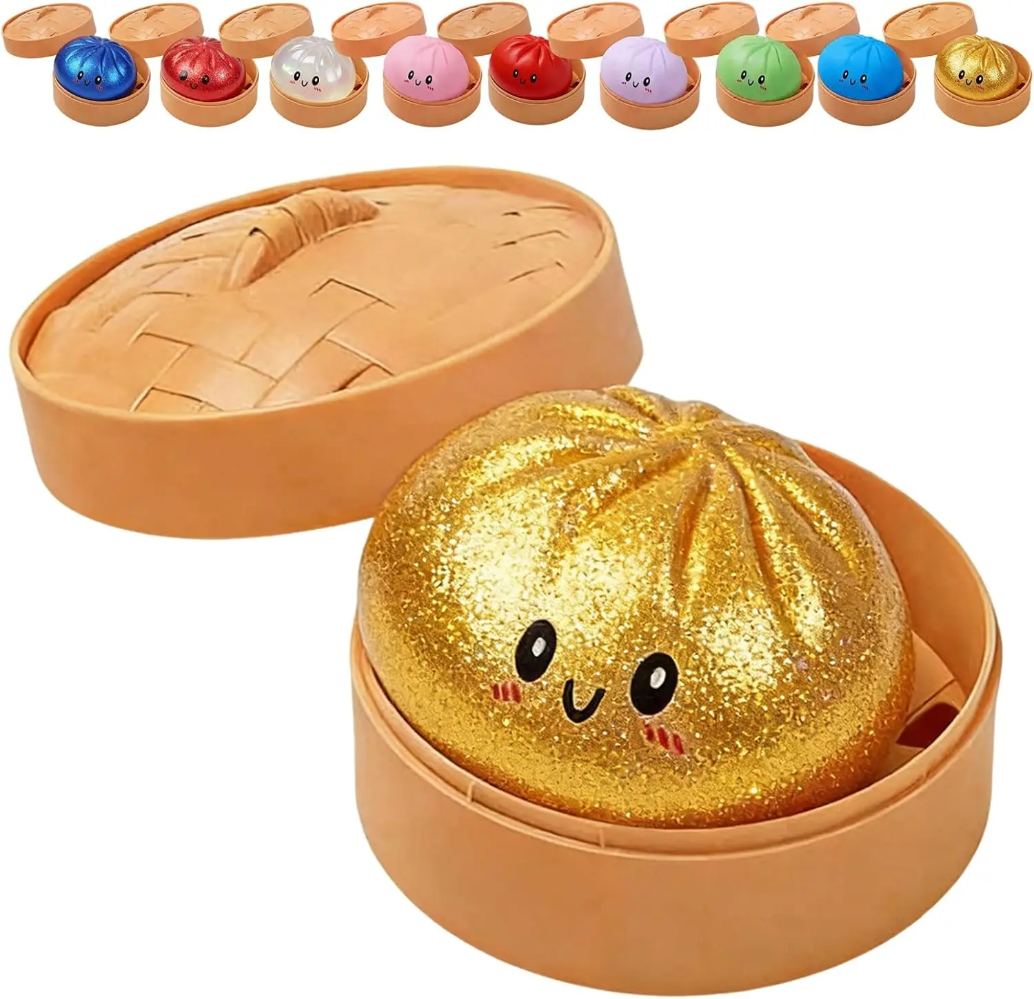 Glitzer-Dumpling Squishy mit Box – Sensorisches Quetschspielzeug zur Stresslinderung