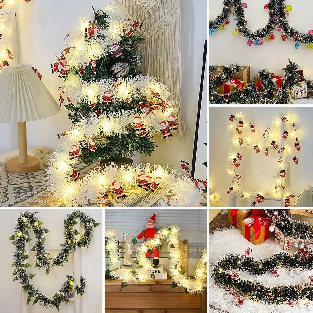 Corda de luz divertida de 5 metros, decoração de floco de neve de Papai Noel, arranjo de cena de Natal e Ano Novo