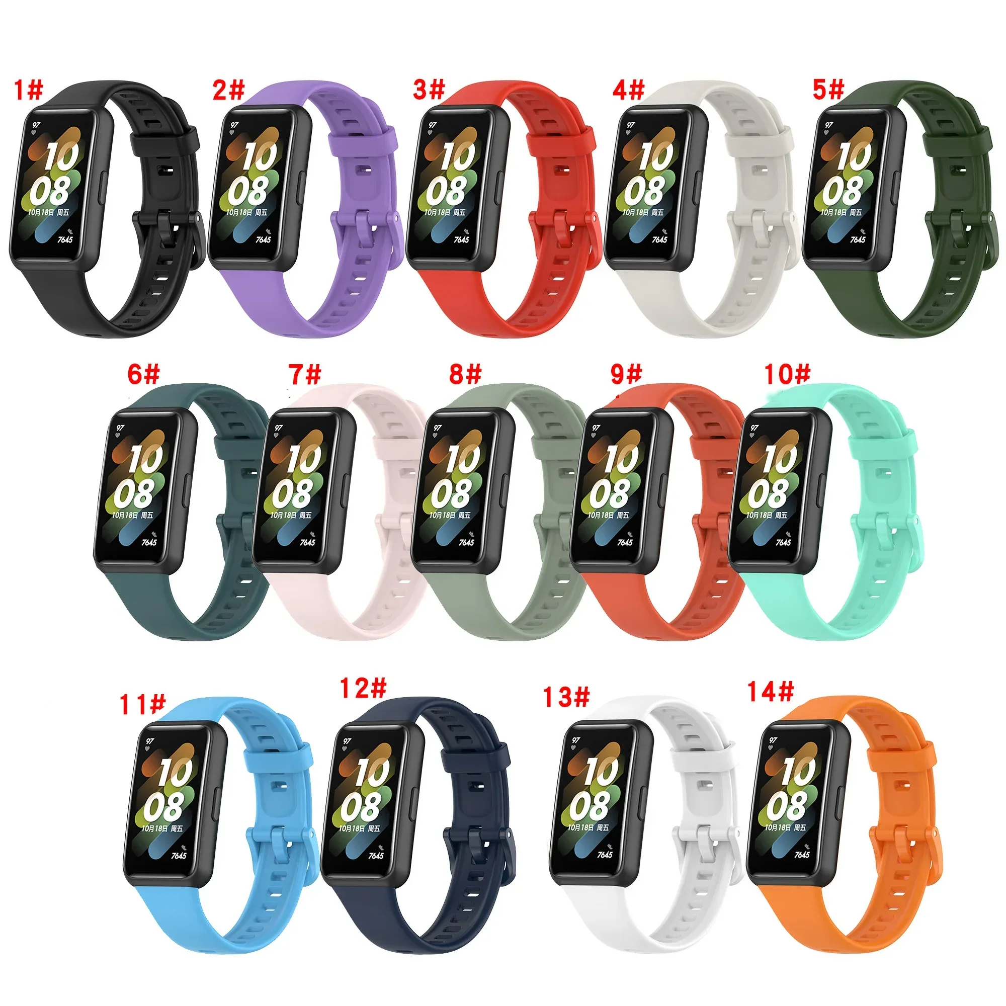 Strap For Huawei band 9 8 7 Silicone Watch Band Soft Waterproof Sport Fashion Replacement Bracelet Wristband