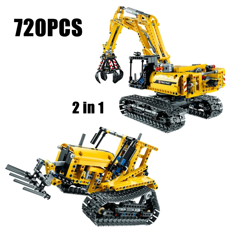 

720PCS Technical Excavator Engineer Truck Building Blocks MOC Hard-working Vehicle Construction Bricks Toys Children Adult Gift