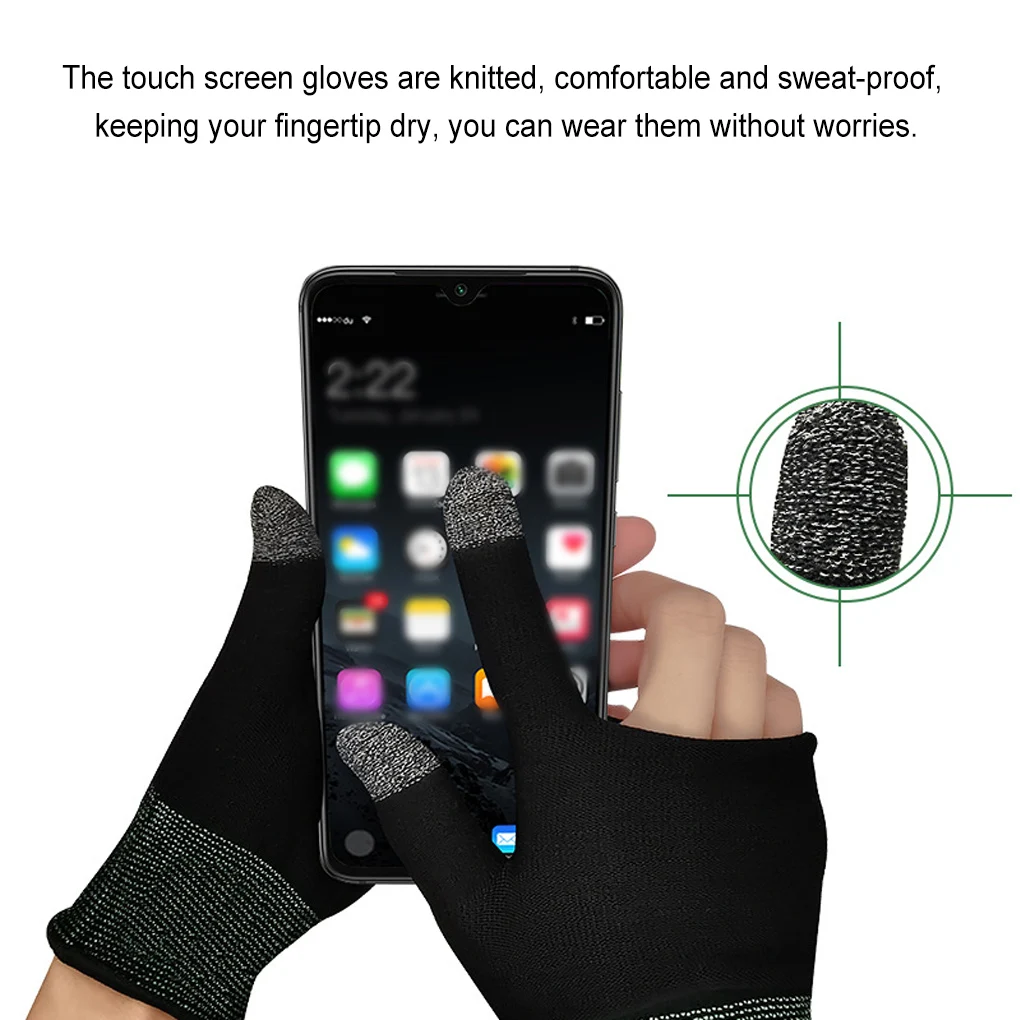 1 Pair Gaming Sleeve 15pin Knitted Touch Screen Gloves Breathable Sensitive Mobile Game Cycling Hand Cover Protectors