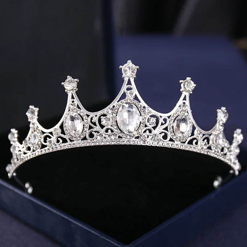 Silver Color Crystal Tiaras And Crowns Rhinestone Prom Diadem Crown Tiara For Women Bride Bridal Wedding Hair Accessories Jewelr