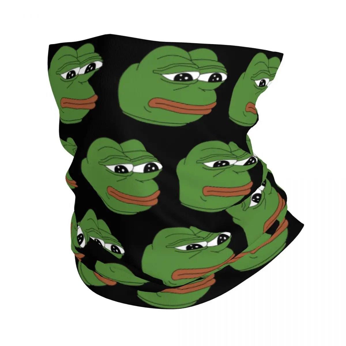 Pepe Sad Frog Meme Bandana Winter Neck Warmer Women Windproof Wrap Face Scarf for Hiking Gaiter Headband