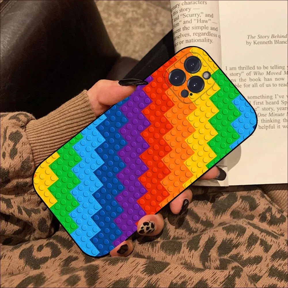 L-Lego Bricks Background Phone Case For IPhone 16 15 14 11 12 13 Mini Pro XS Max Cover 6 7 8 Plus X Funda Shell