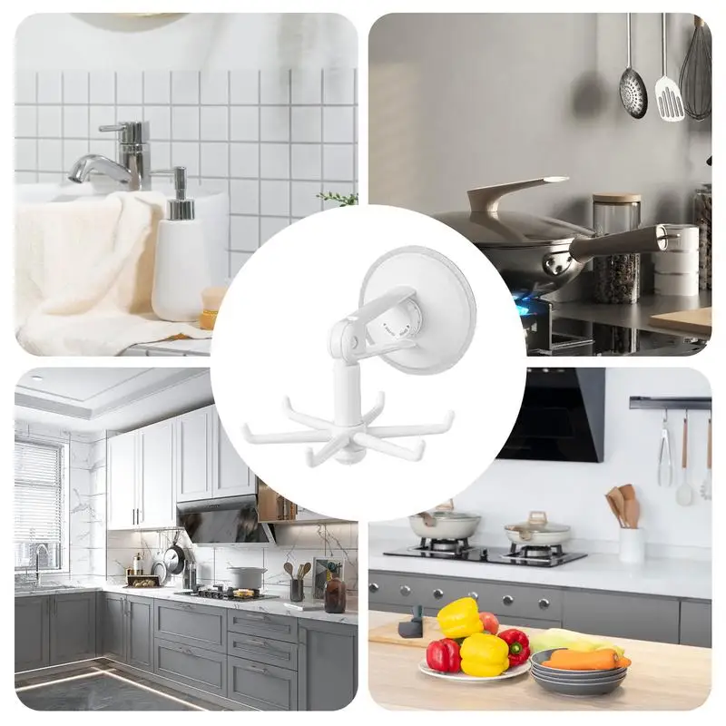 Kitchen Utensil Hanger 360 Degree Rotatable Under Cabinet Hanger No Drilling Multipurpose Wall Hook Organizer Holder For Under