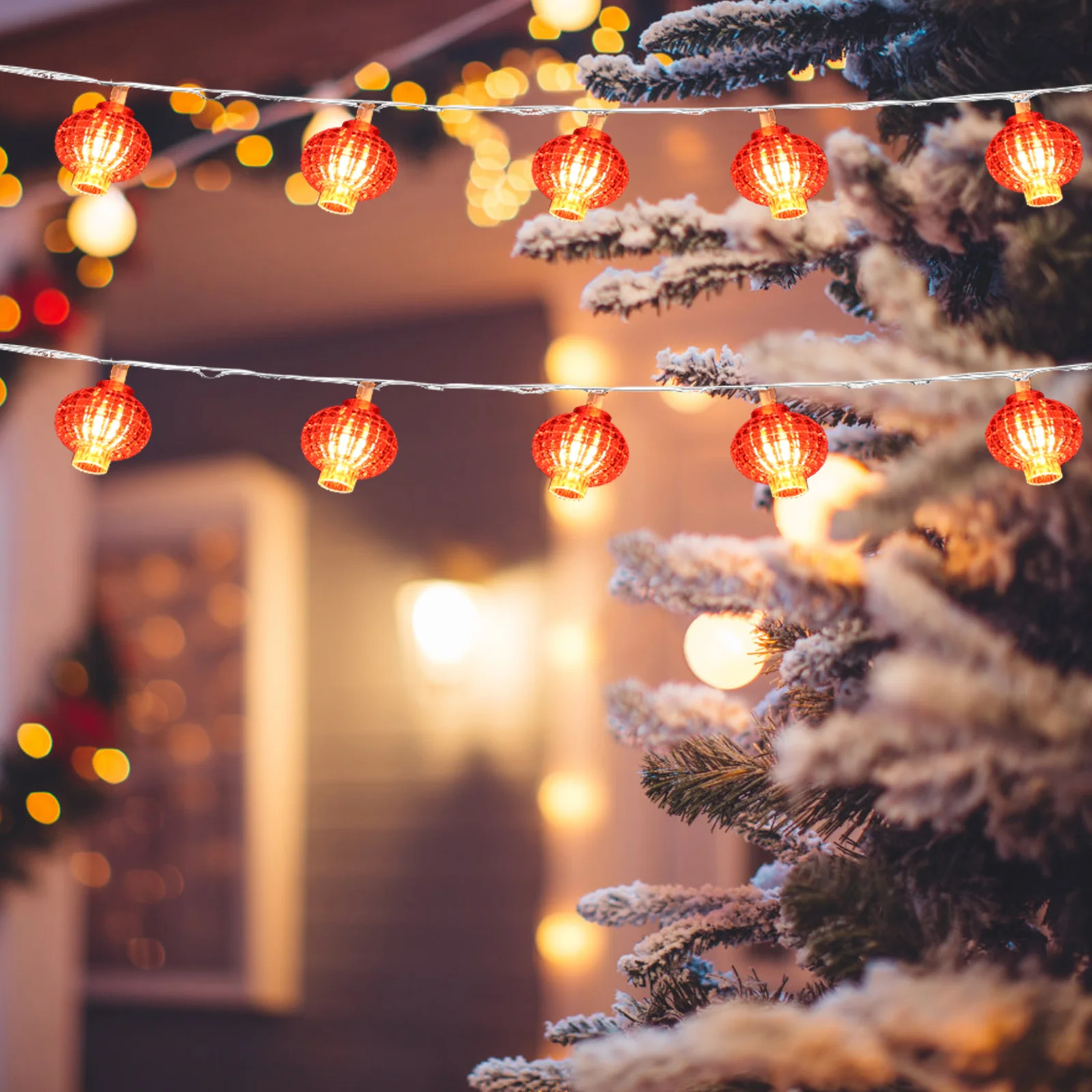 

Led Light String Hanging Decor Red Festival Lantern For Spring Celebration Party Outdoor Yard Indoor Decoration Powered