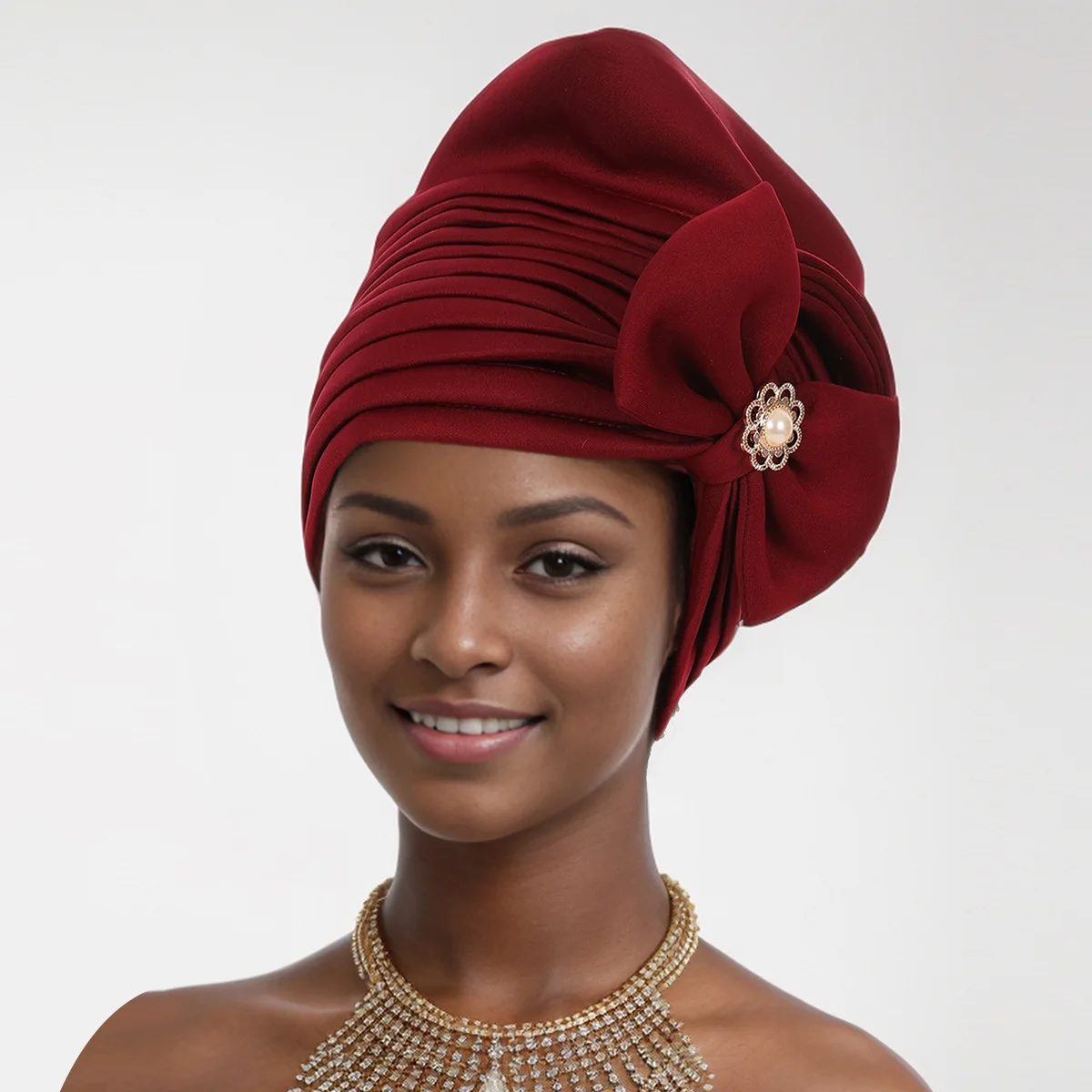 

Nigerian Wedding Geles African Auto Gele Headtie Muslim Turban Cap Arab India Hat Female Head Wrap Hijab Headwear Turbante Mujer