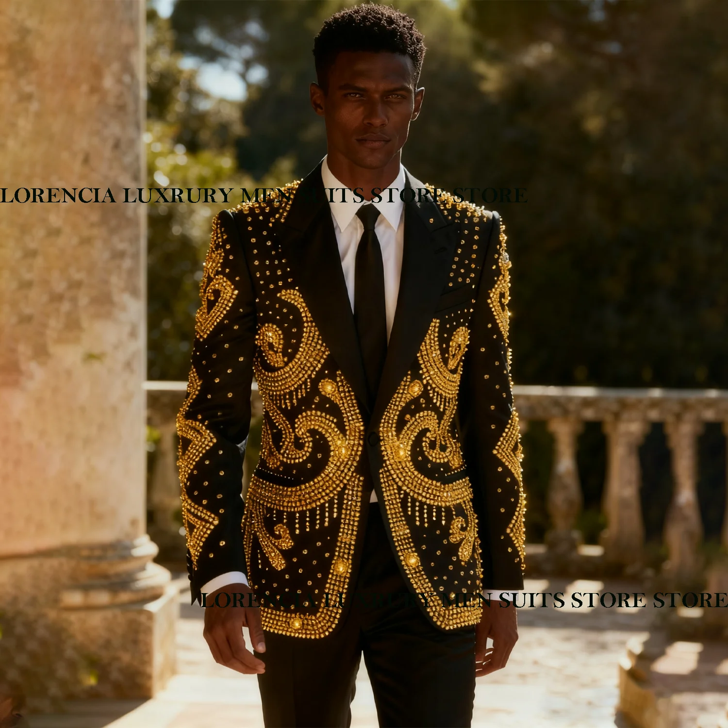 

Индивидуальные блестящие металлические украшенные мужские костюмы, комплекты из 2 предметов, тонкий пиджак для выпускного вечера, костюм Homme, однобортные смокинги для жениха