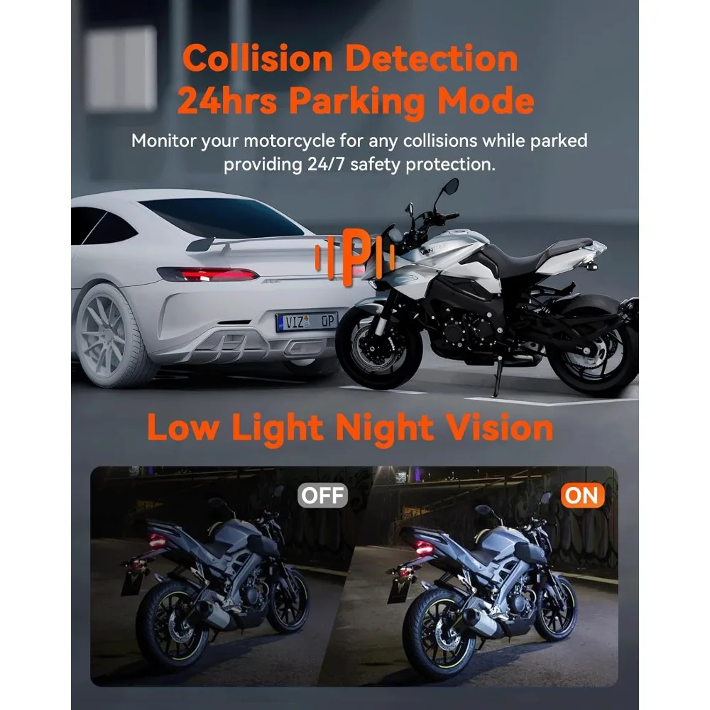 F1 Motorcycle 4K Dash Cam Front and Rear, 4K + 1080P Motorcycle Camera, Full Body IP67 Waterproof, GPS Wi-Fi,