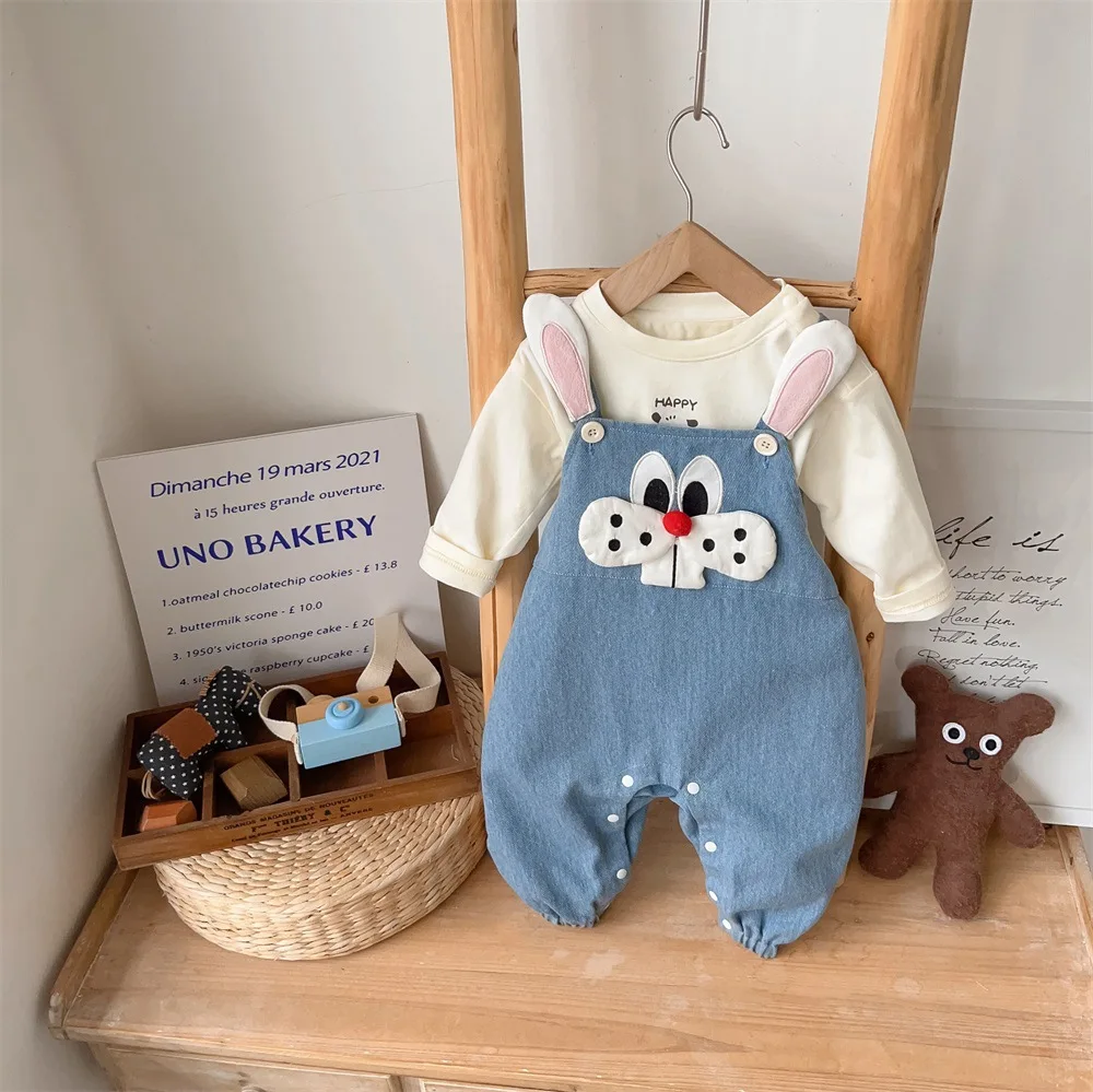 

Baby Denim Overalls, Cute and Super Cute Cartoon Bunny Jumpsuit, Spring Style Pure Cotton A-class Baby Pants