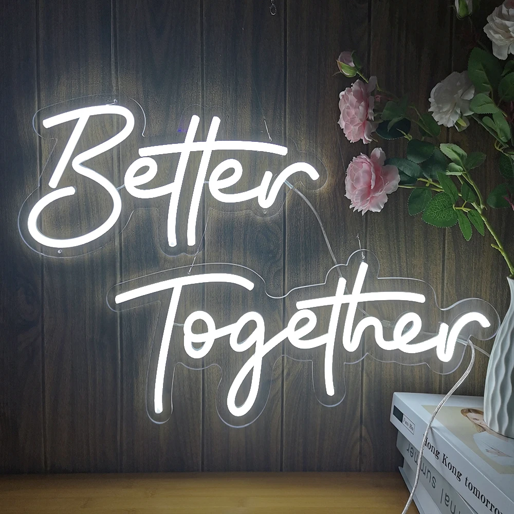 

LED Better Together Neon Lights Sign Illuminated Letter Wall Panels for Parties Wedding Shops Bars Background Decorations