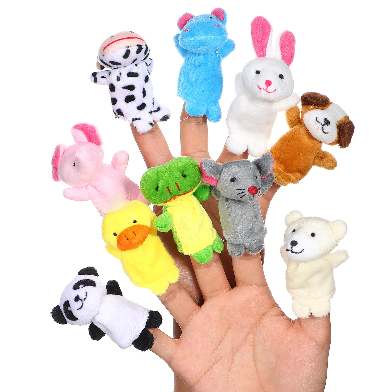 10 Pcs Mini Plush Figures Finger Puppet Bath Toys Hand Dolls Farm Animal Child for Kids