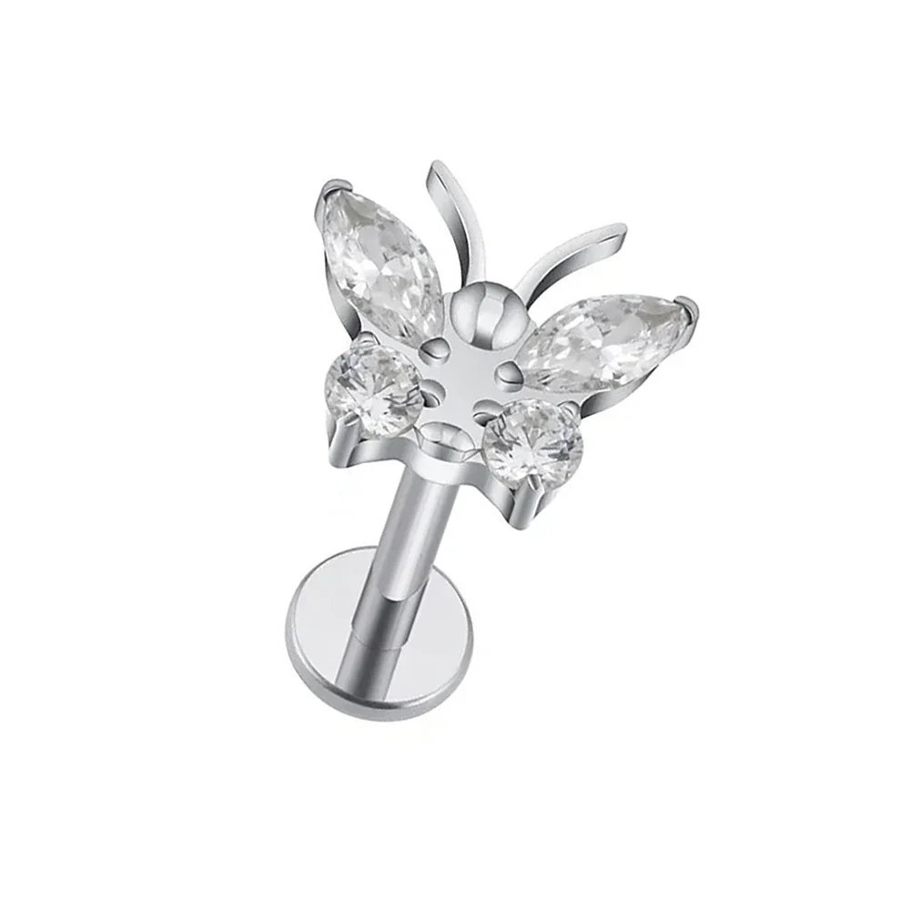 ASTM F136 Ttianium PIERC Labret dragonfly/Cross/Snake/ Ear Lip Stud CZ выложенные серьги для козелка