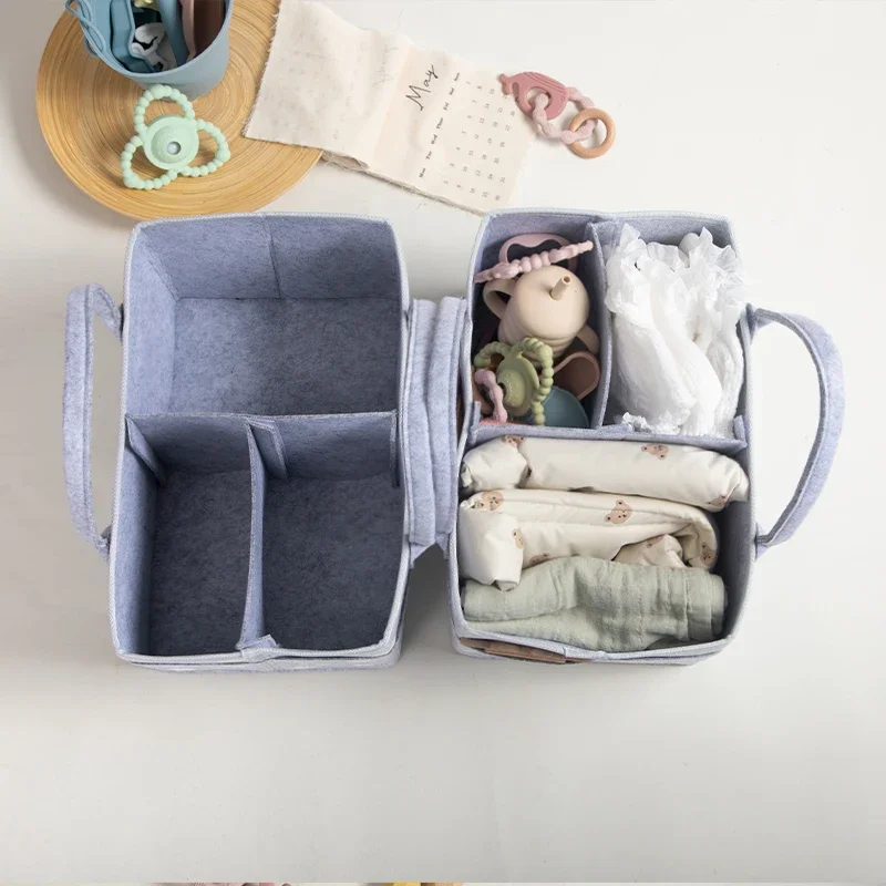 Baby Diaper Bags Portable Newborn Nursery Organizer Multi-function Mummy Bag Infant essentials Foldable Felt Storage Handbag